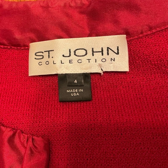 St John Collection Red Cardigan Vintage Made USA Wool Rayon Retro Workwear - Picture 5 of 5